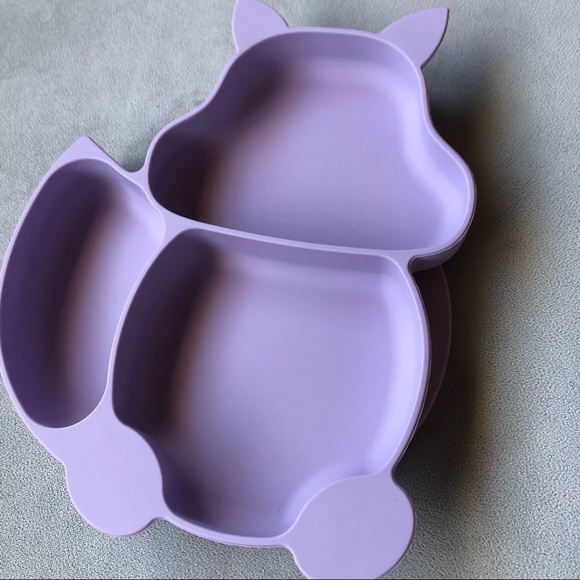 Fox Feeding Set ~ Bib, Dish, Fork & Spoon ~ Purple ~ Brand New! - Picture 2 of 12